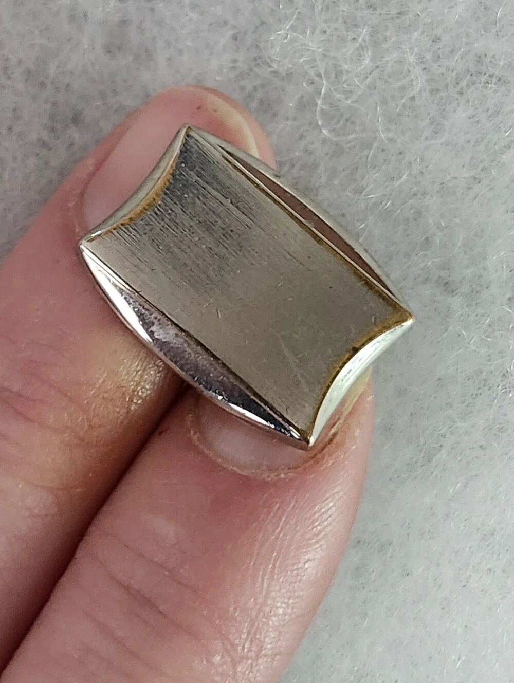 Vtg Hickok USA Men's Silver-Tone Minimalist Rectangular Cufflinks